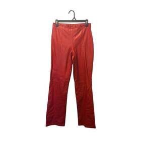 Cache Vintage Y2K Red Leather Kick Flare Leg Pants Size 4
